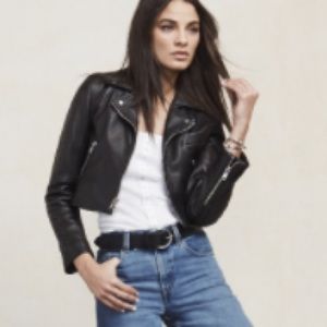 Reformation cropped leather jacket